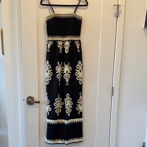 Black and cream jumpsuit straight leg